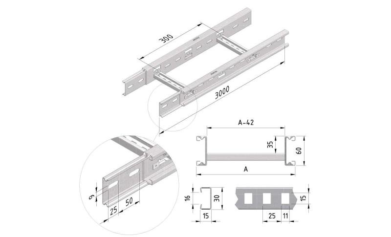 Kabelladder ineenschuifbaar 