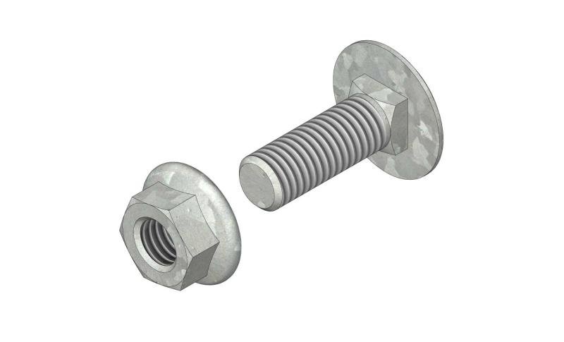 Rondbolkopbout + kraag en moer