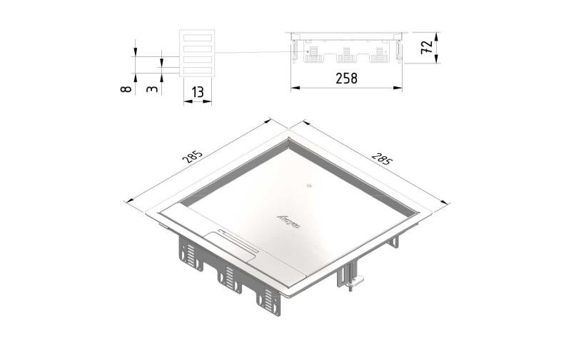 Hinged cover sq.raised floor