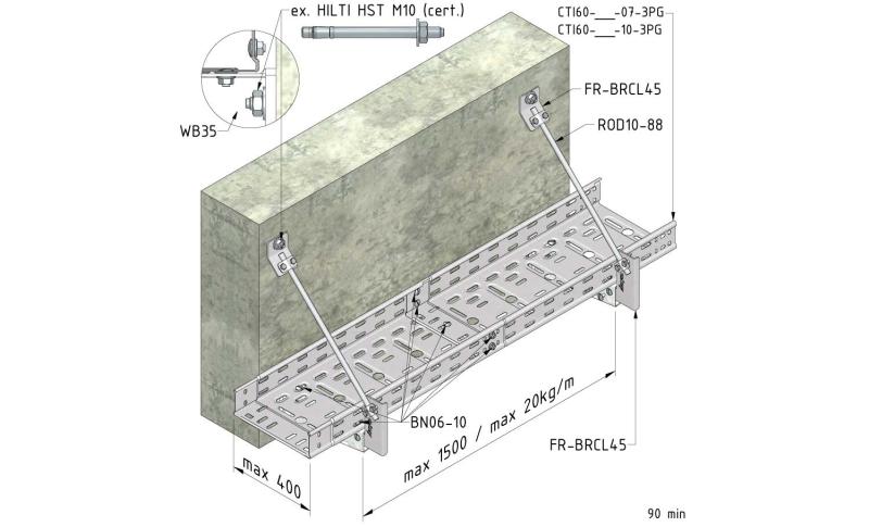 Wall 45°: rod