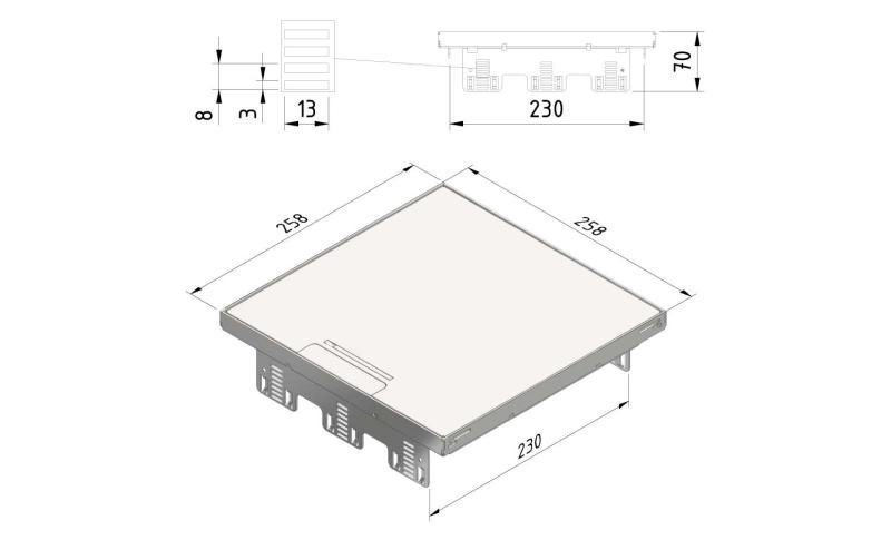 Klappdeckel quadratisch flach