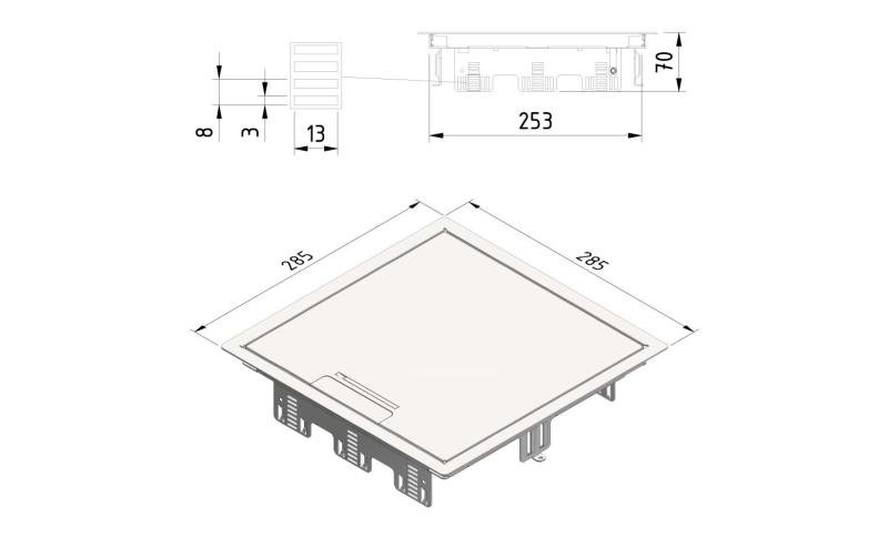 Hinged cover sq. carpet edge 